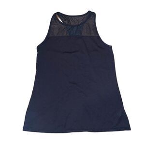 Women’s Athleta black airy essence racer back tank top mesh detailing activewear